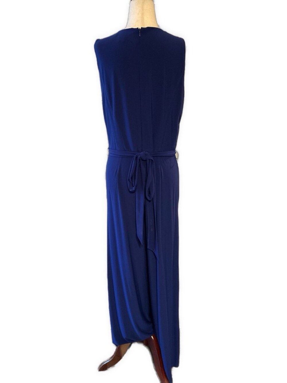 Lauren Ralph Lauren Size 12 Large Cobalt Blue Belted Tank Wide Leg Jumpsuit - Picture 2 of 5